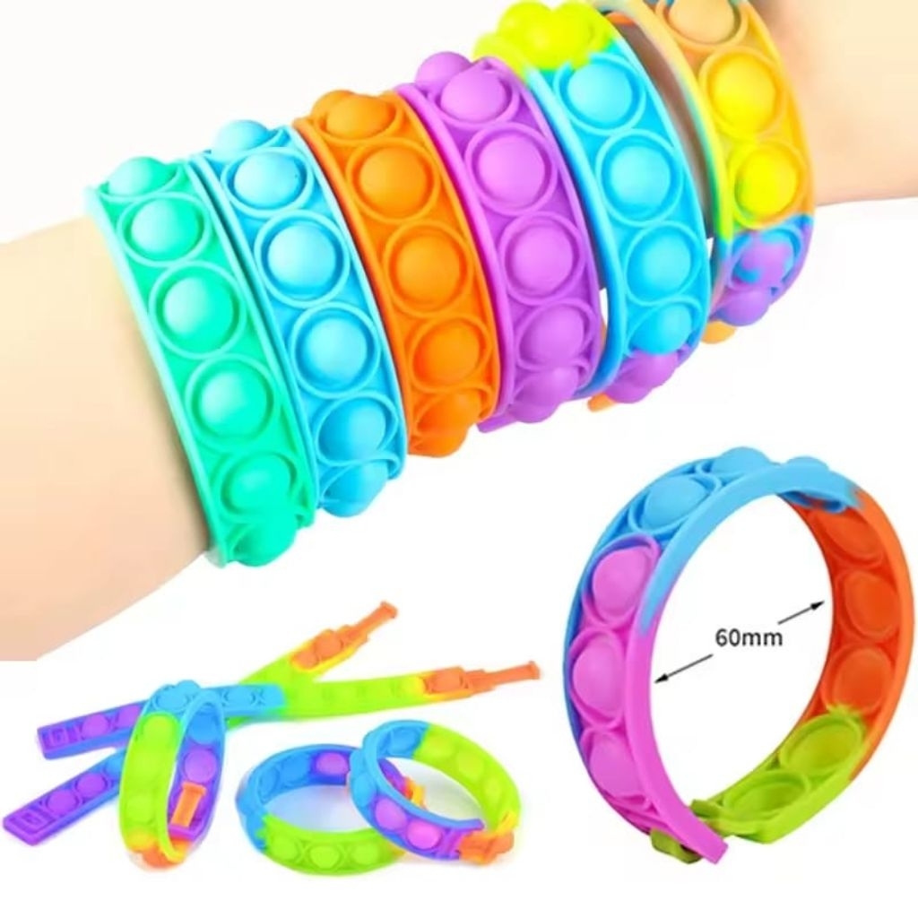 072 Gelang Pop It Jam Tangan Viral Rainbow Random / Mainan Pop it Mini Pop It Berwarna / Mainan Pop 