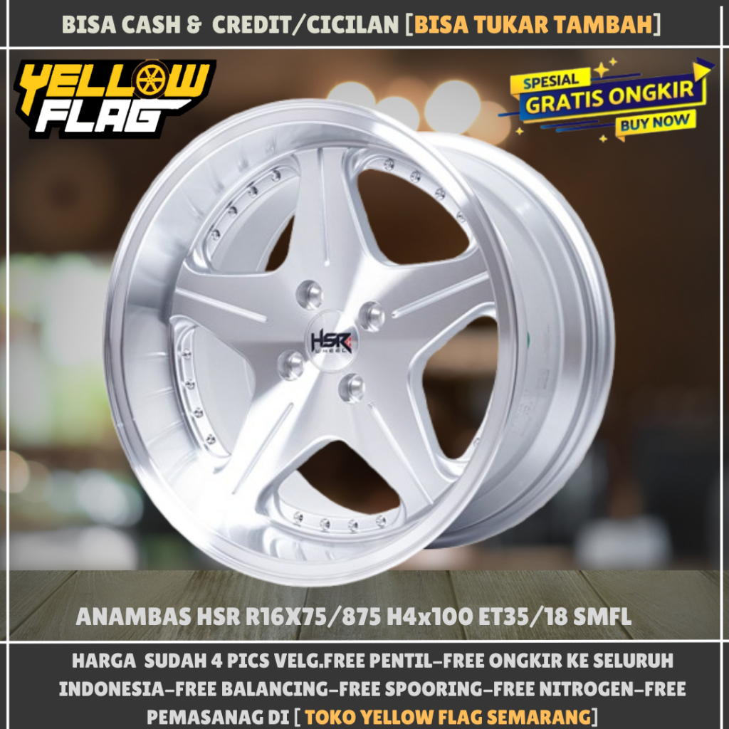 VELG MOBIL MODEL CELONG RING 16 SHR ANAMBAS LUBANG 4X100 ET35/18 LEBAR 7.5/8.5 SILVER POLIS r16