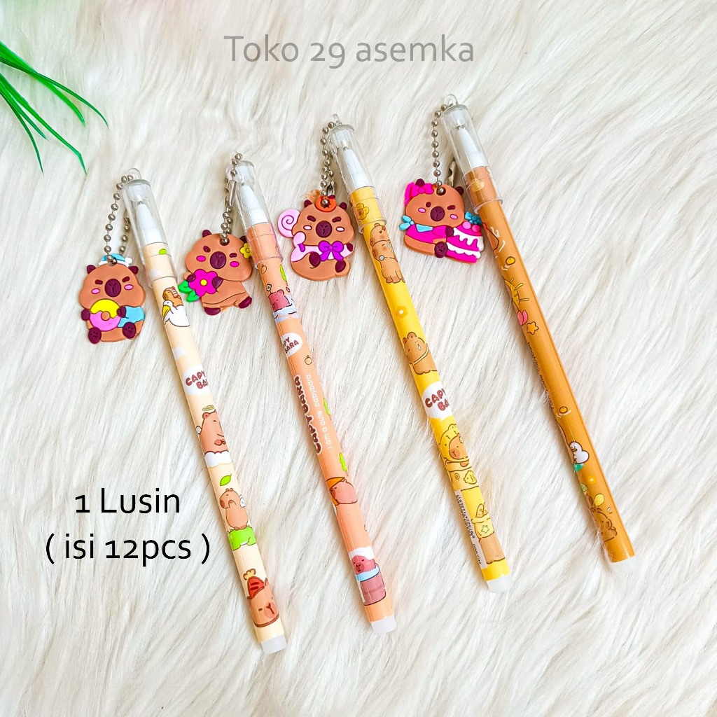 

12PCS SELUSIN PULPEN GANTUGAN CAPYBARA KARET GEPENG PG-1902 ALAT TULIS PERLENGKAPAN SEKOLAH UNIK