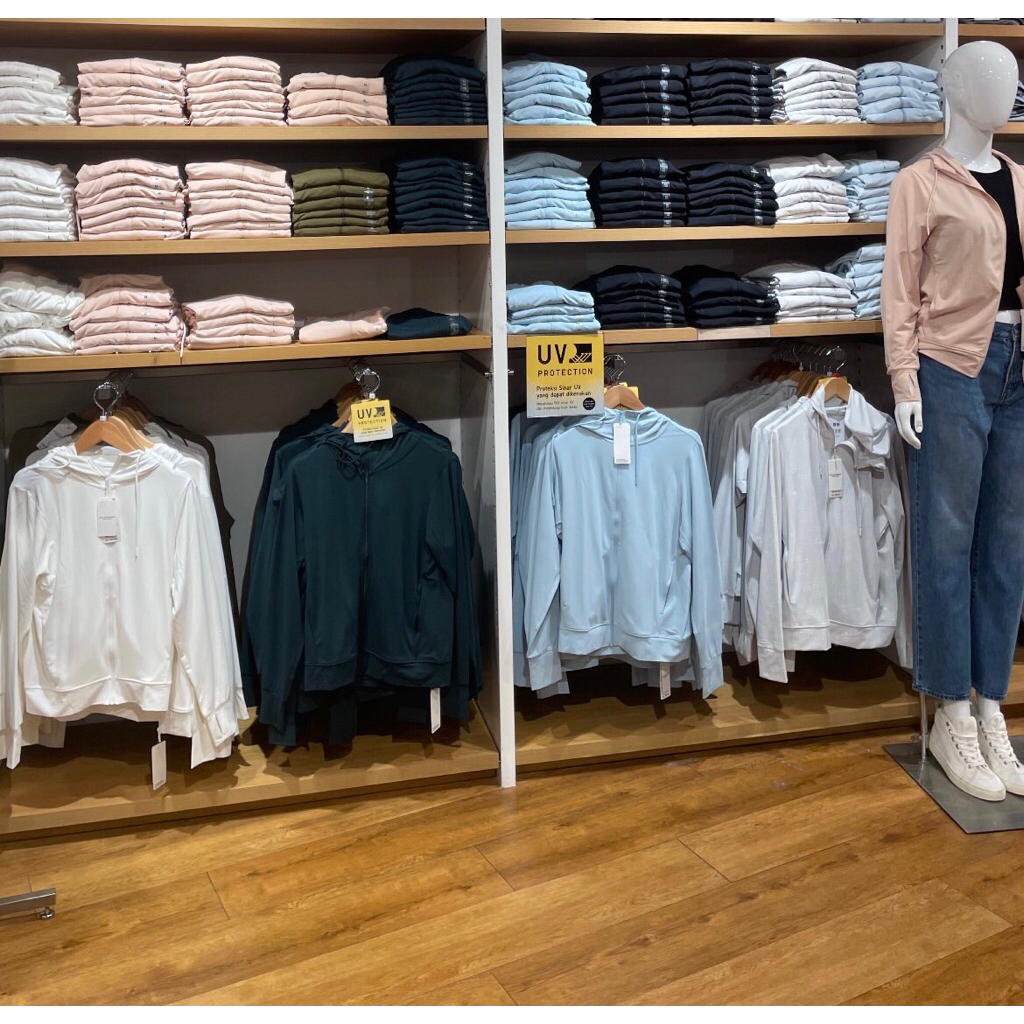 Uniqlo Airsm Jaket Hoodie Ritsleting Protection Sinar UV Free Paperbag