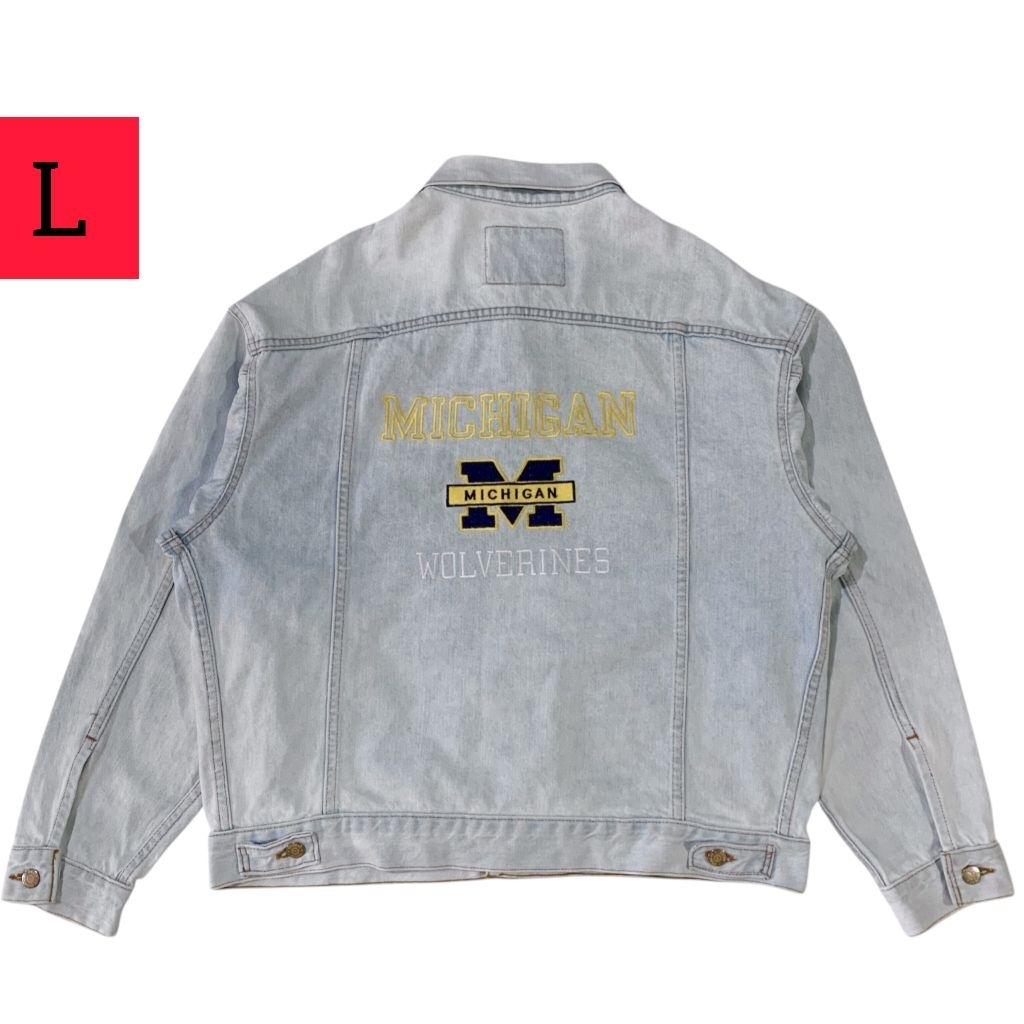 Jaket trucker jeans - denim vintage 90s The University Of MICHIGAN WOLVERINES made in USA ( size L )