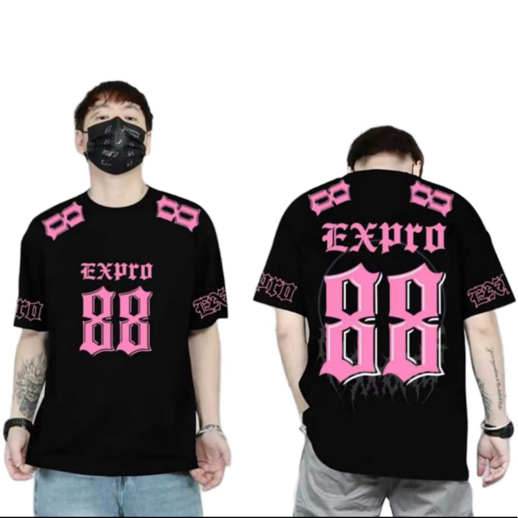 kaos distro pria dan wanita 88 EXPRO pink / baju kaos distro animasi terlaris dan termurah 2025 / ka