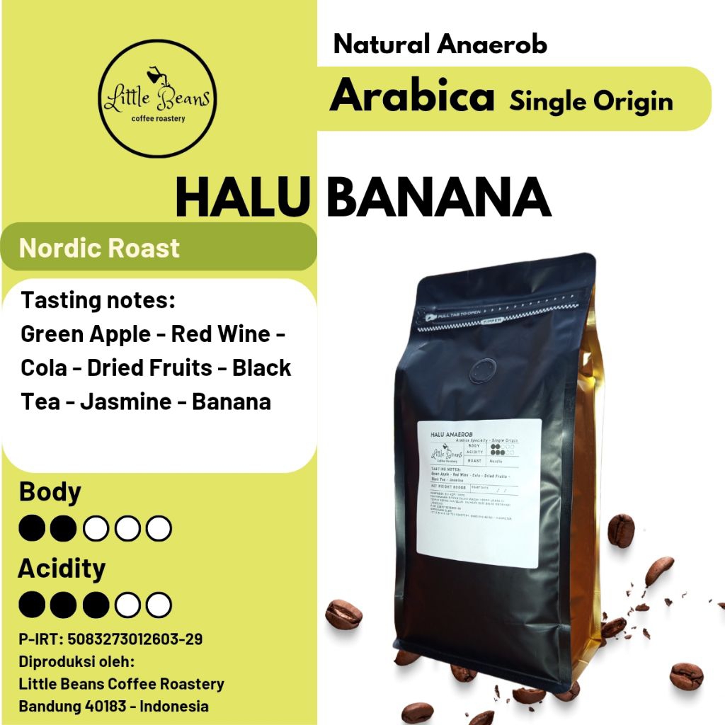 

Kopi Arabica Halu Banana 800gr/400gr/200gr Biji/Bubuk