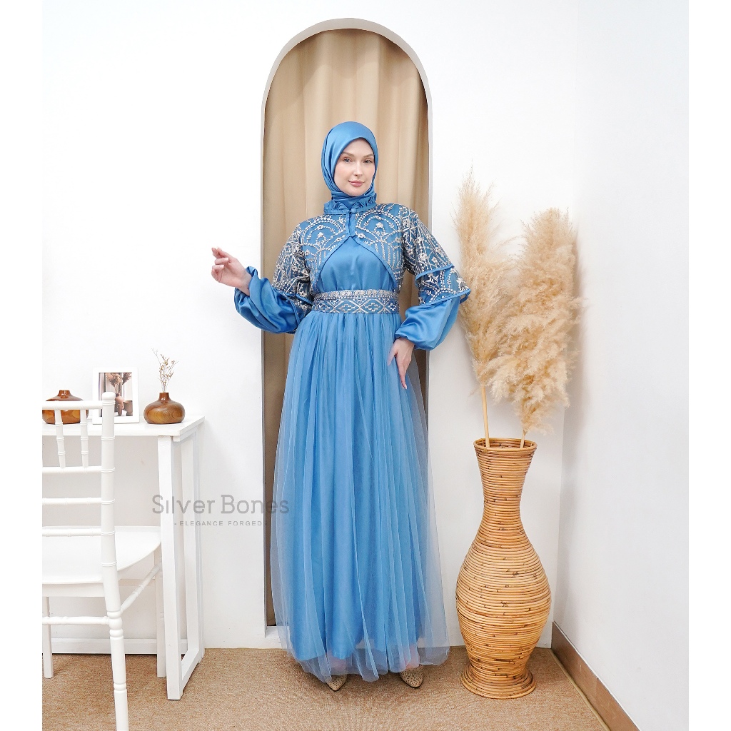 SILVER BONES Almeera Dress Baju Pesta Kondangan  Brukat Flowy Arabian Elegan Mewah