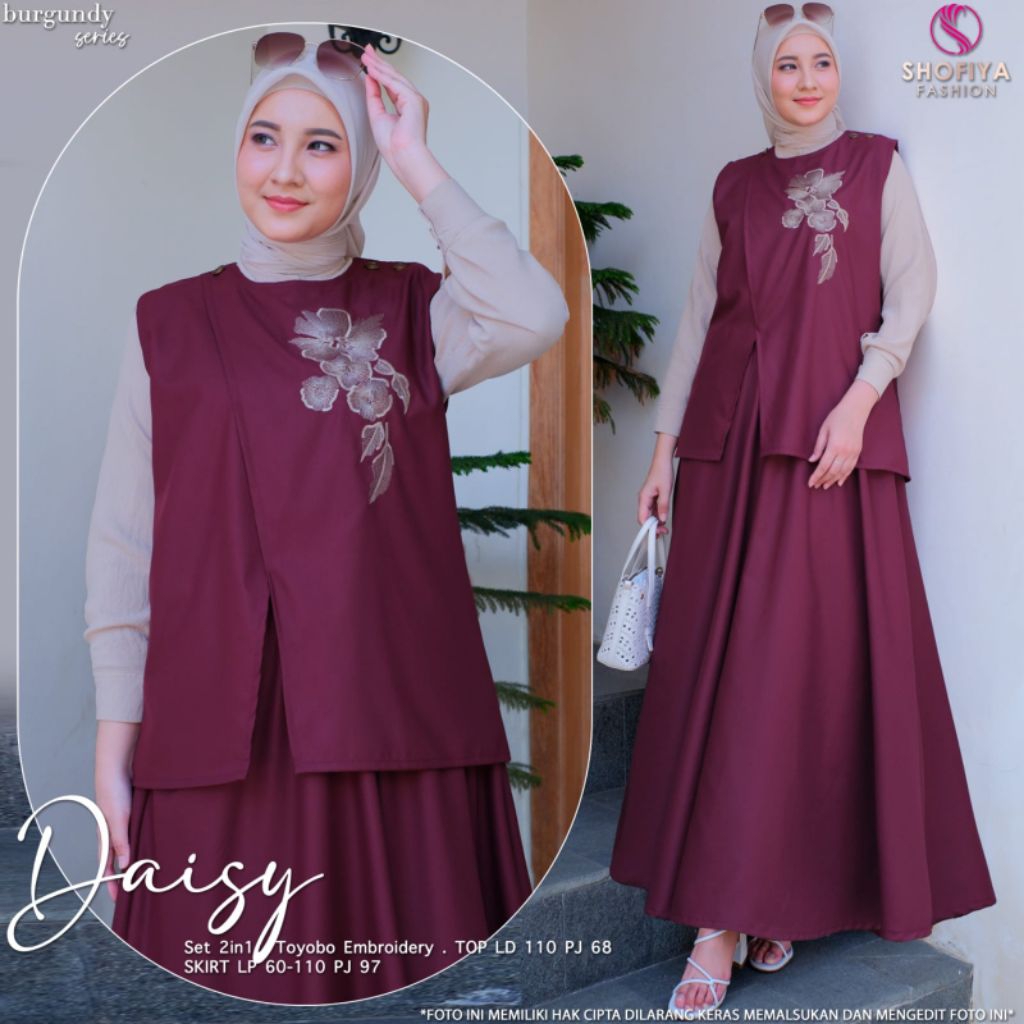 ( NEW ) SETELAN WANITA VEST + ROK DAISY BY SHOFIYA // FASHION MUSLIM // KENANGA SET BY SHOFIYA
