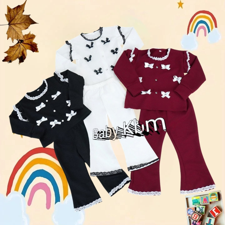 Setelan Anak Perempuan Cardigan Popy Cardigan Anak Perempuan Model Pita Usia 1-11 Tahun