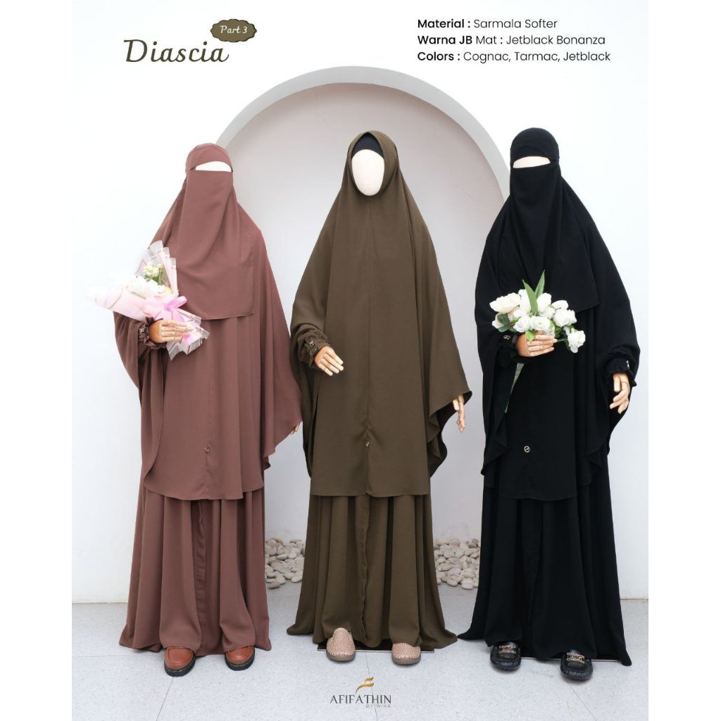 {DIJUAL TERPISAH} DIASCIA By Afifathin Set Gamis Sarmala Softer Gamis Jetblack Bonanza Jilbab Nonpet