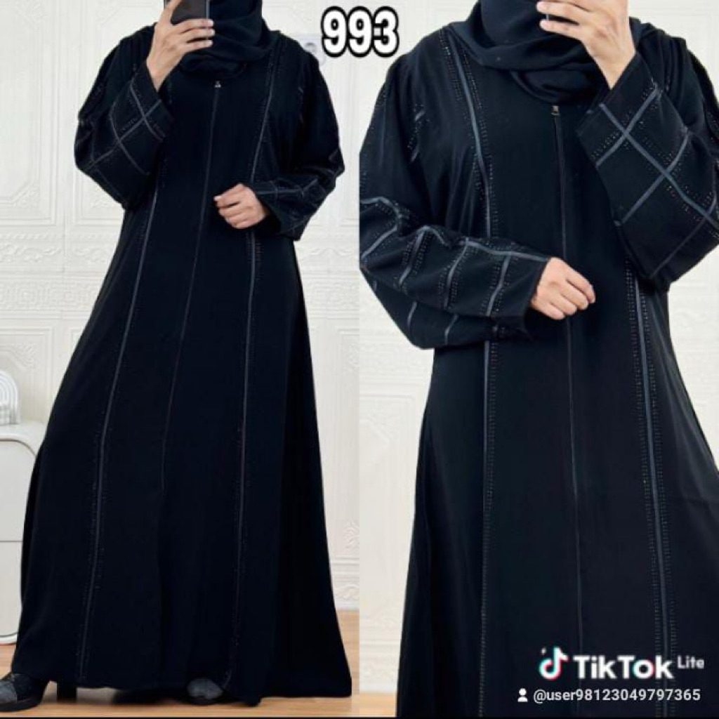 Basic Abaya Arab Saudi Hitam Abaya Turkey Dhubai Motif 993 Modern Kain Jetblack Saudi Hitam