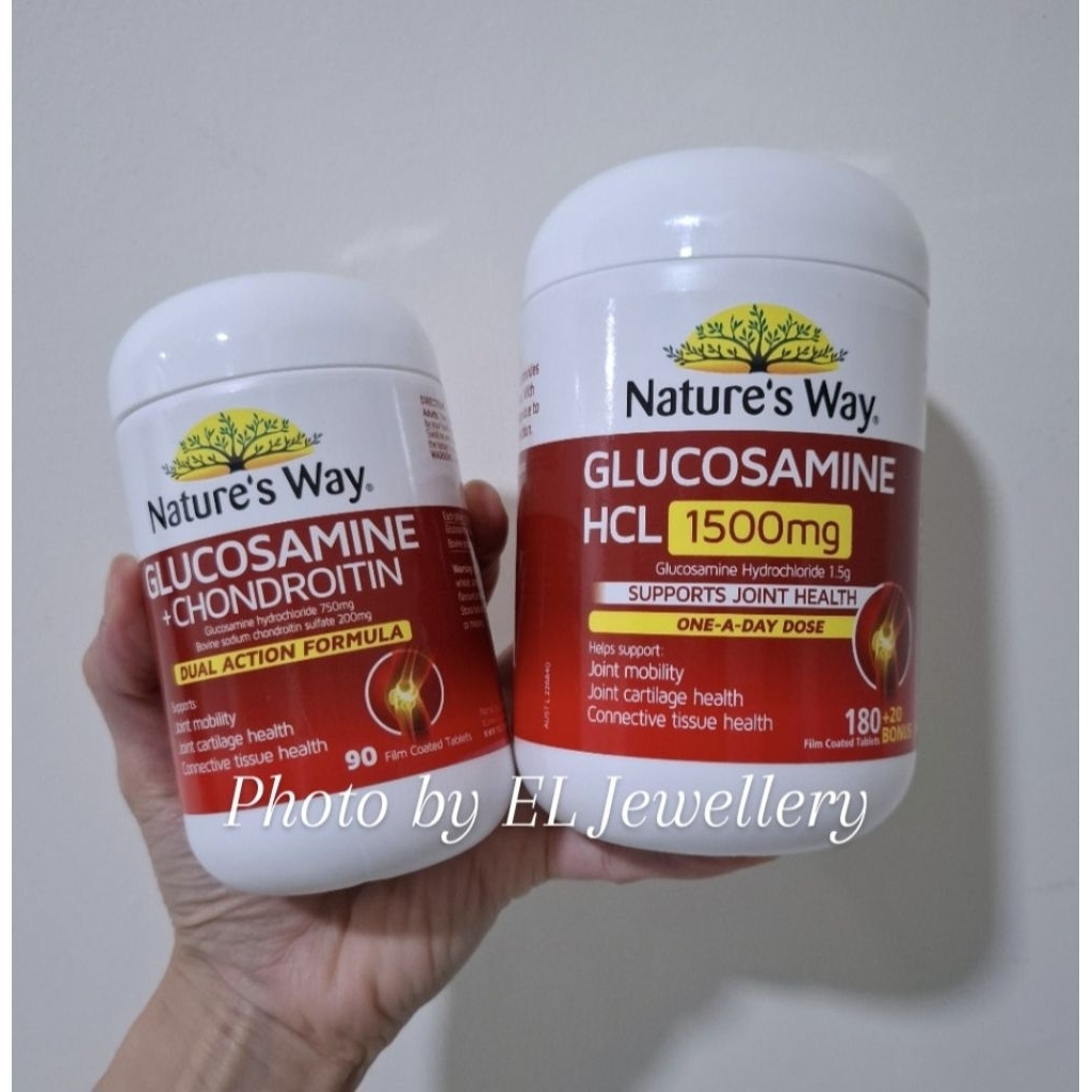 Nature's Way Glucosamine + Chondroitin isi 90 Glucosamine HCL 1500mg isi 180 Natures Way Glucosamine