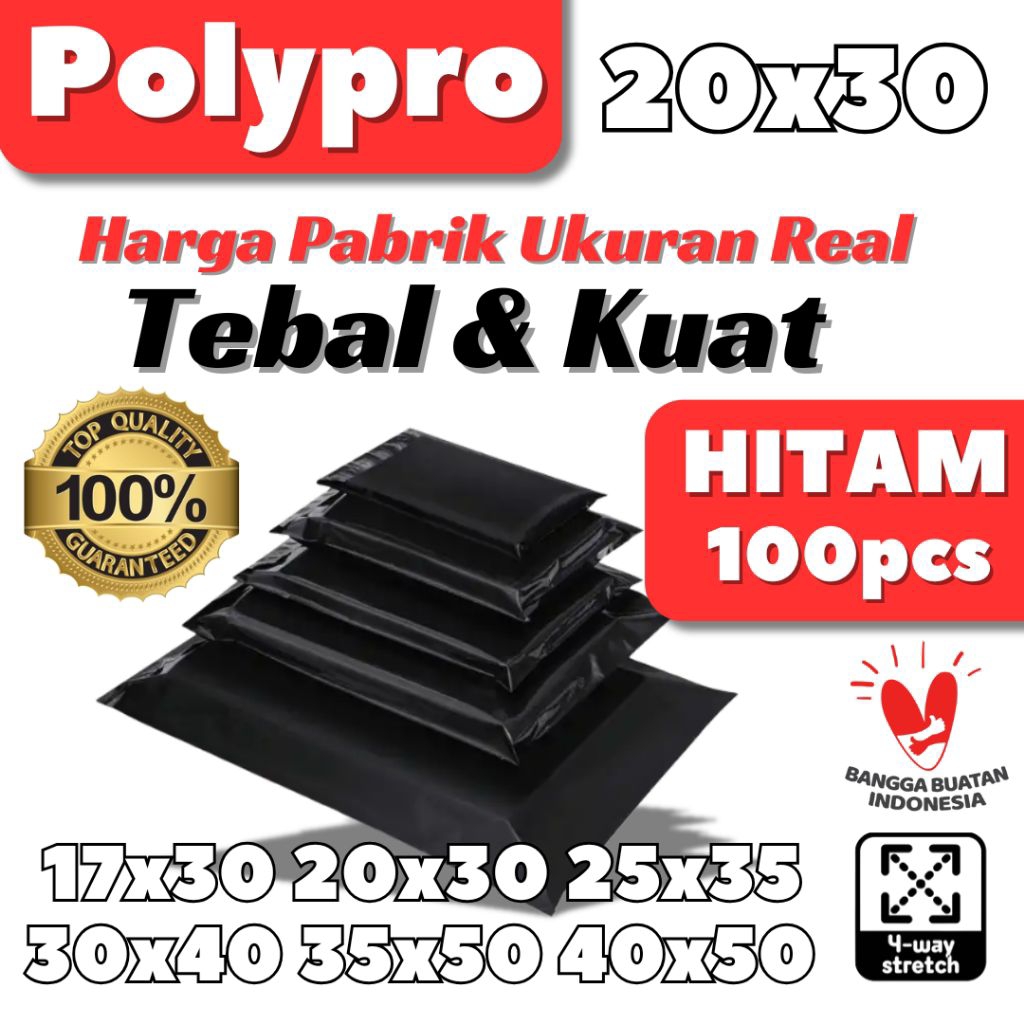 

(100pcs) Plastik Packing Online HITAM 20x30 / Polymailer Warna Matte / Glossy Premium