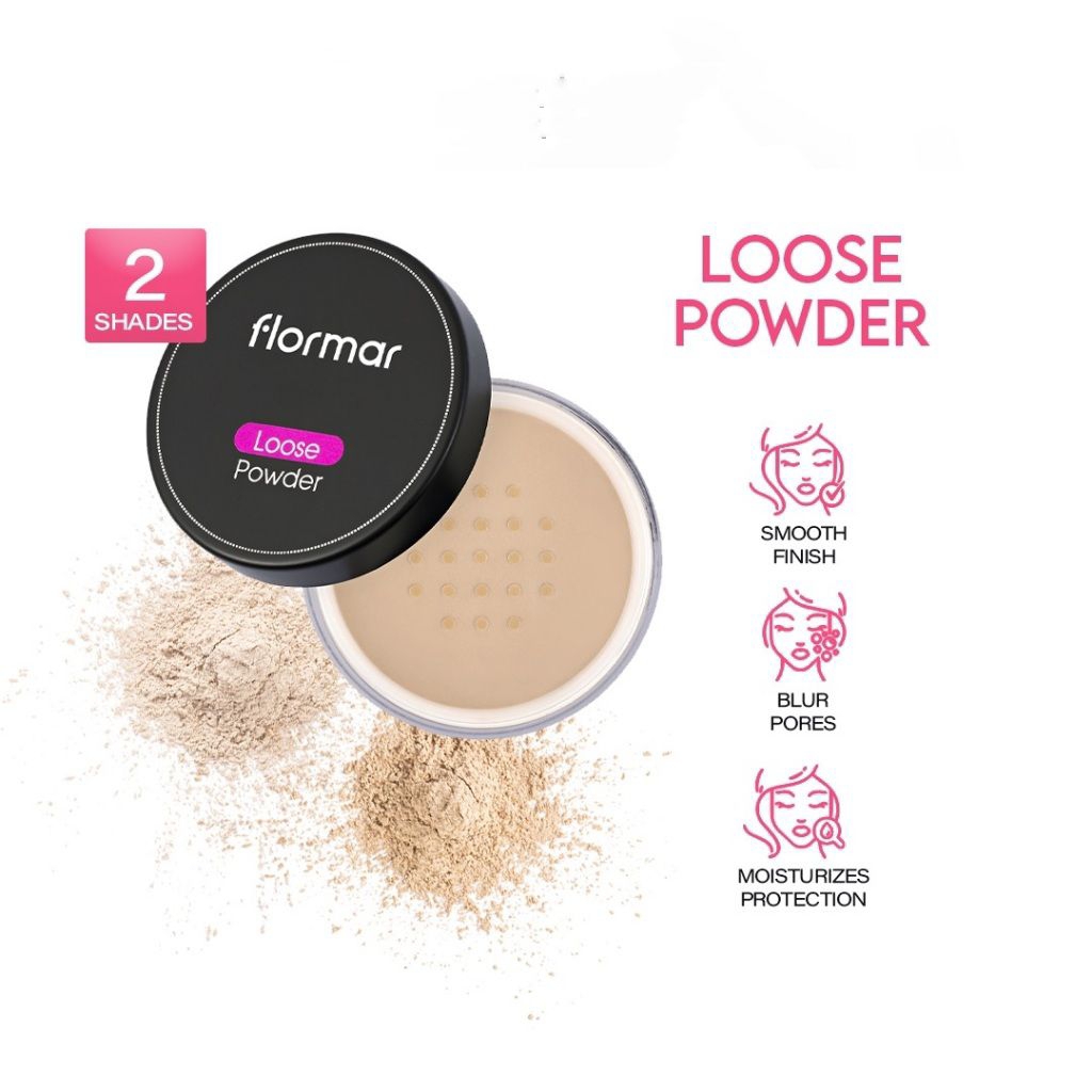FLORMAR LOOSE POWDER 18 GR ( BEDAK TABUR DENGAN SMOOTH-MATTE FINISH )