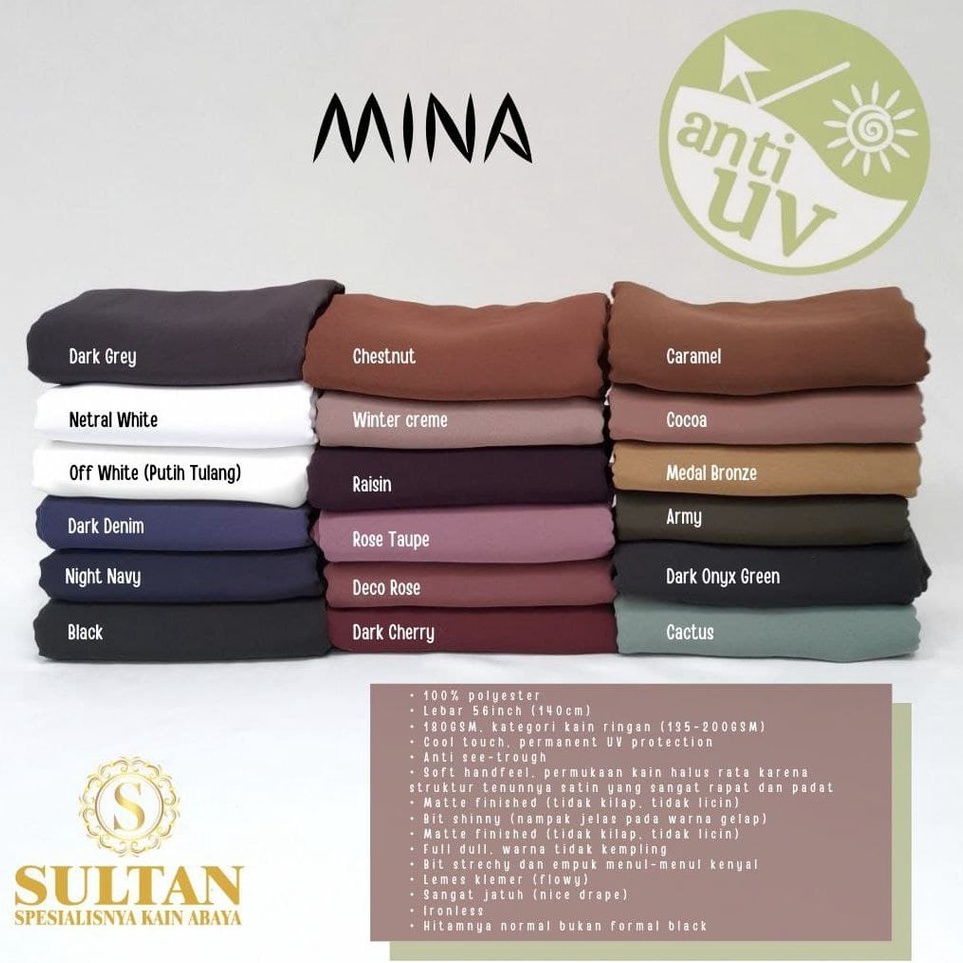 KODE S78Z MINA ANTI UV KAIN SULTAN BAHAN GAMIS ABAYA