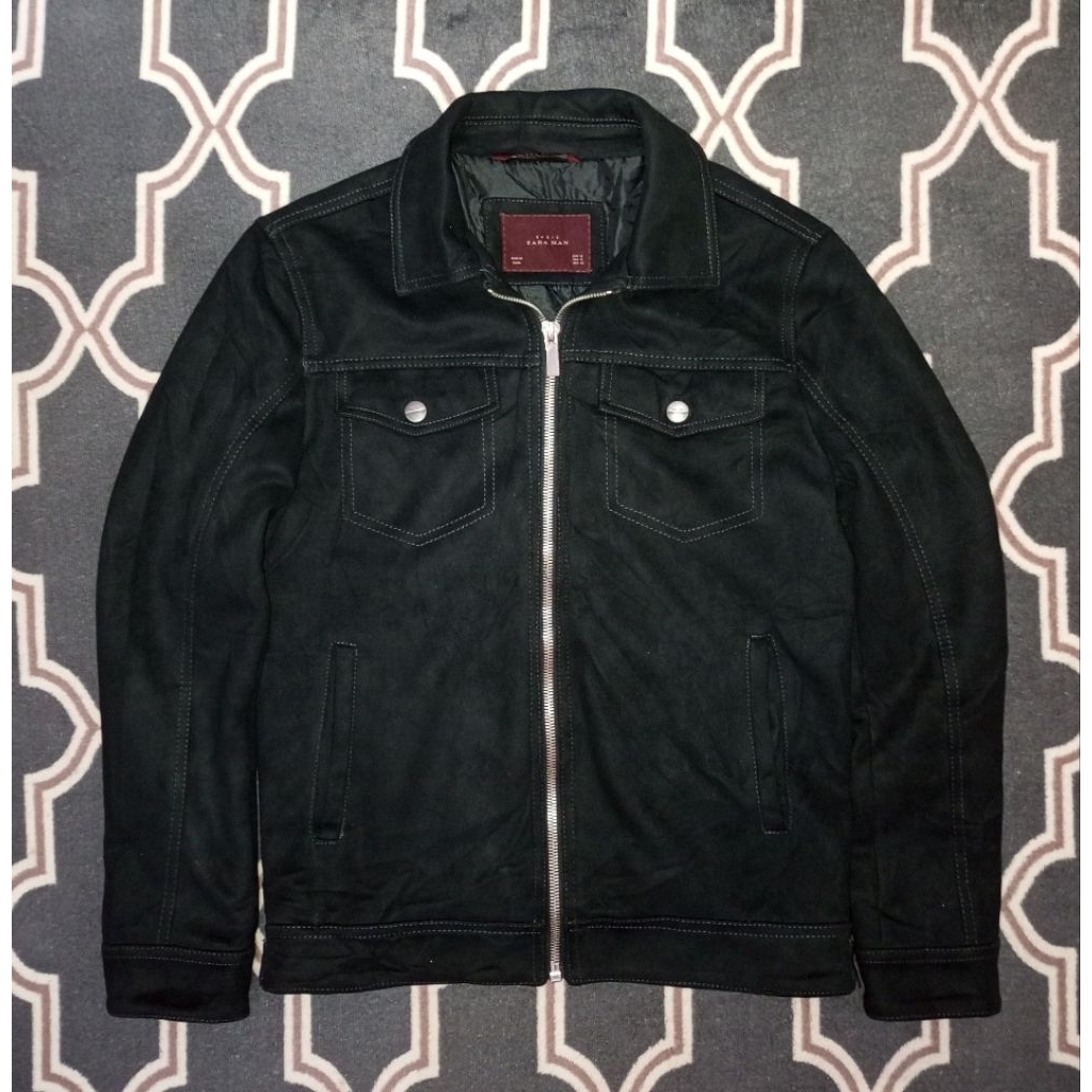 Zara man Bikers Trucker leather suede Jacket