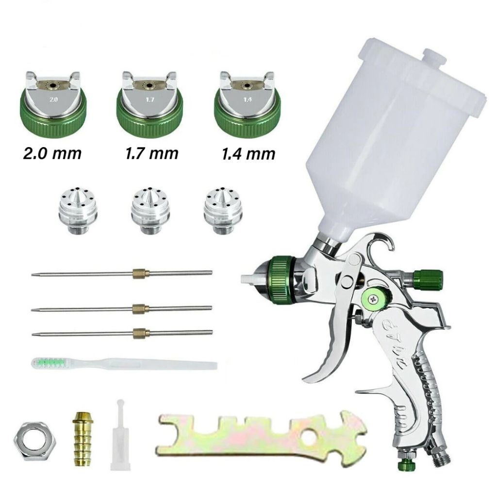 Spraygun Hvlp 3in1 3 Nozzle 1.4mm 1.7mm 2.0mm 600ml
