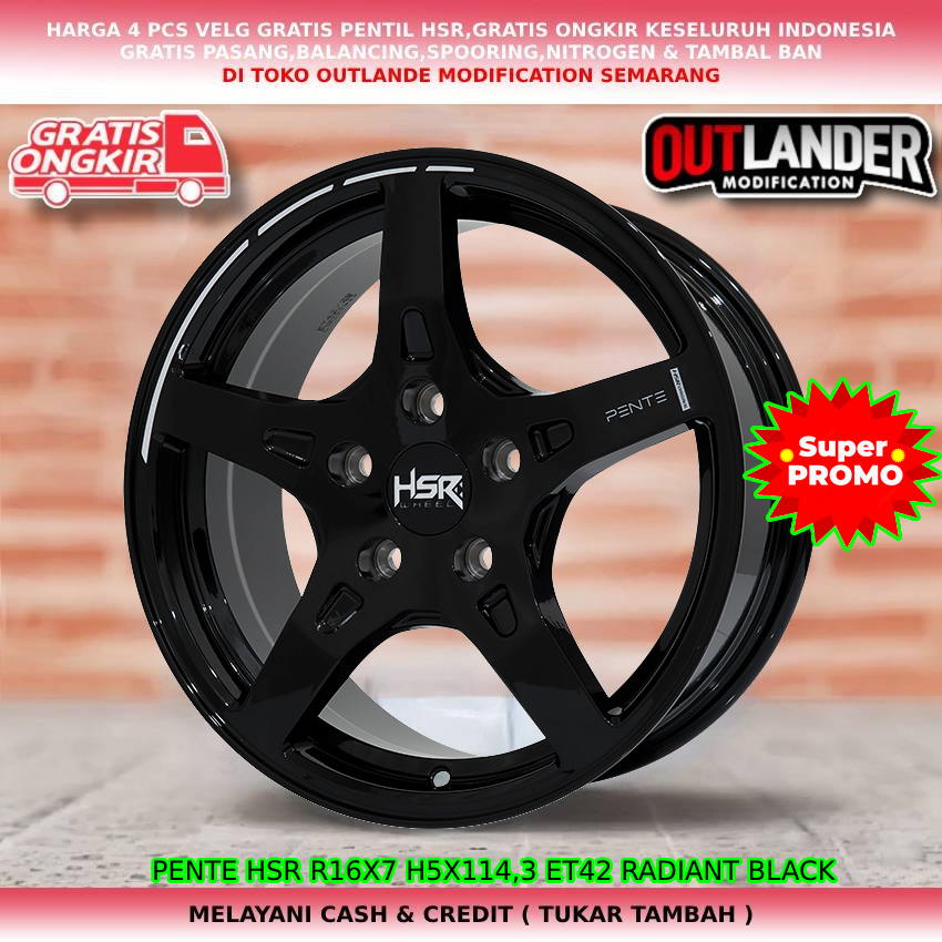 velg racing ring16 warna hitam untuk mobil Lexus Previa Rush Saloon Supra dll hsr pente ring16