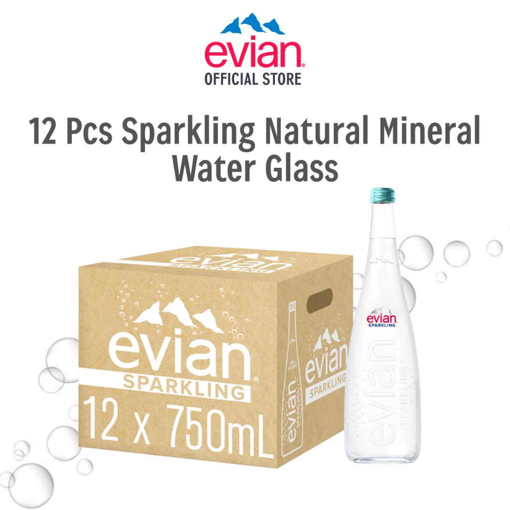 

Evian Sparkling Mineral Water Glass 750 ml x12
