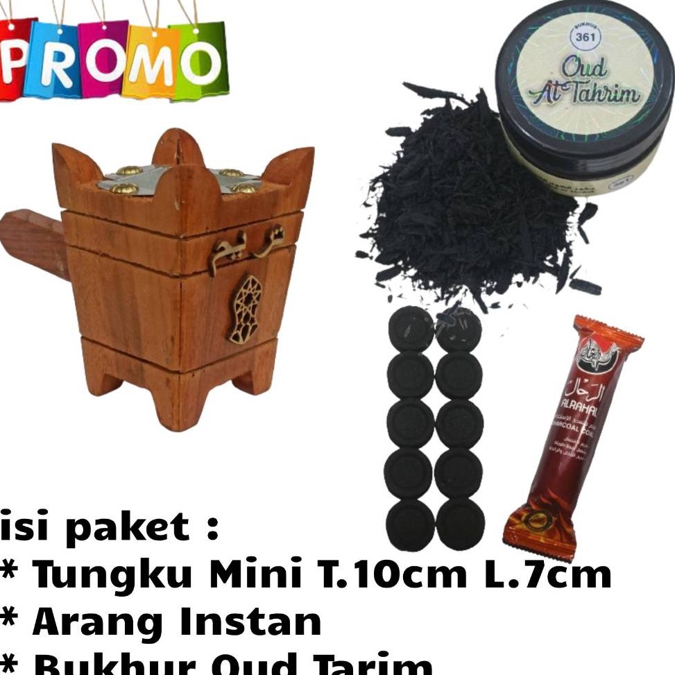 KODE H74D Paket Hemat Komplit Ekonomis Bukhur amp hdj 361 dan Arang dan Mabkharah Tungku Kayu tinggi