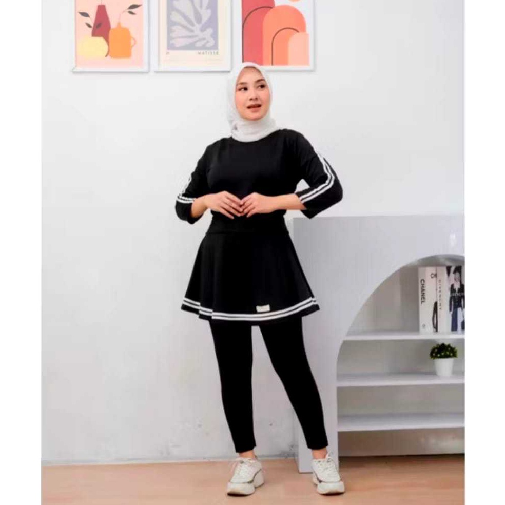 KODE L87G Setelan Baju Olahraga Prempuan Terbaru Legging Rok Sport Baju Badminton Lari Senam Bersepe