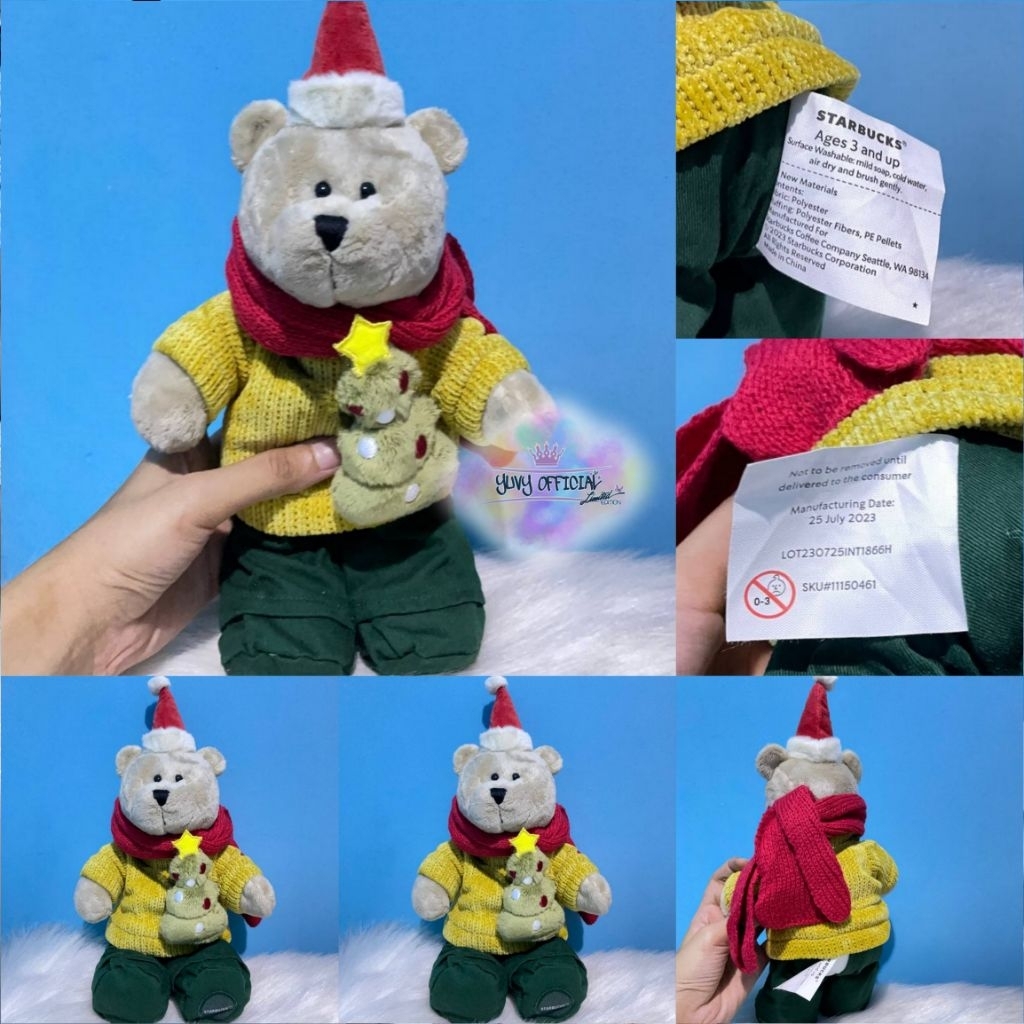 Starbucks Korea 2023 Tree Bag Bearista Christmas Holiday Plush Doll 11.8in Used | 2023 Starbucks Hol