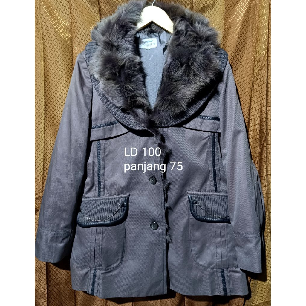 coat bulu asli coat bulas coat winter bulu fur fox coat coat wanita abu coat musim dingin wanita abu
