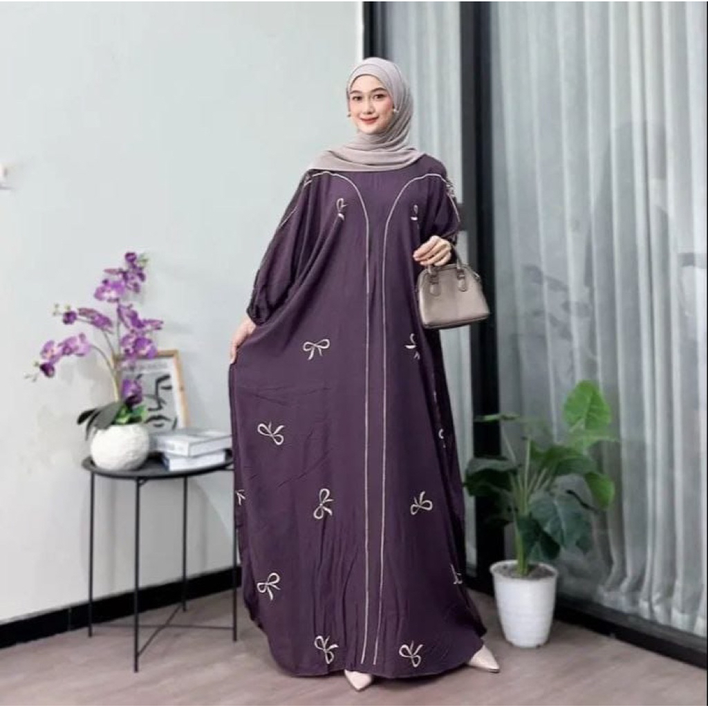RIONA - Gamis Kaftan Rayon Home Dress - Baju Muslimah All Size Fit To XXXL Super Jumbo LD 170