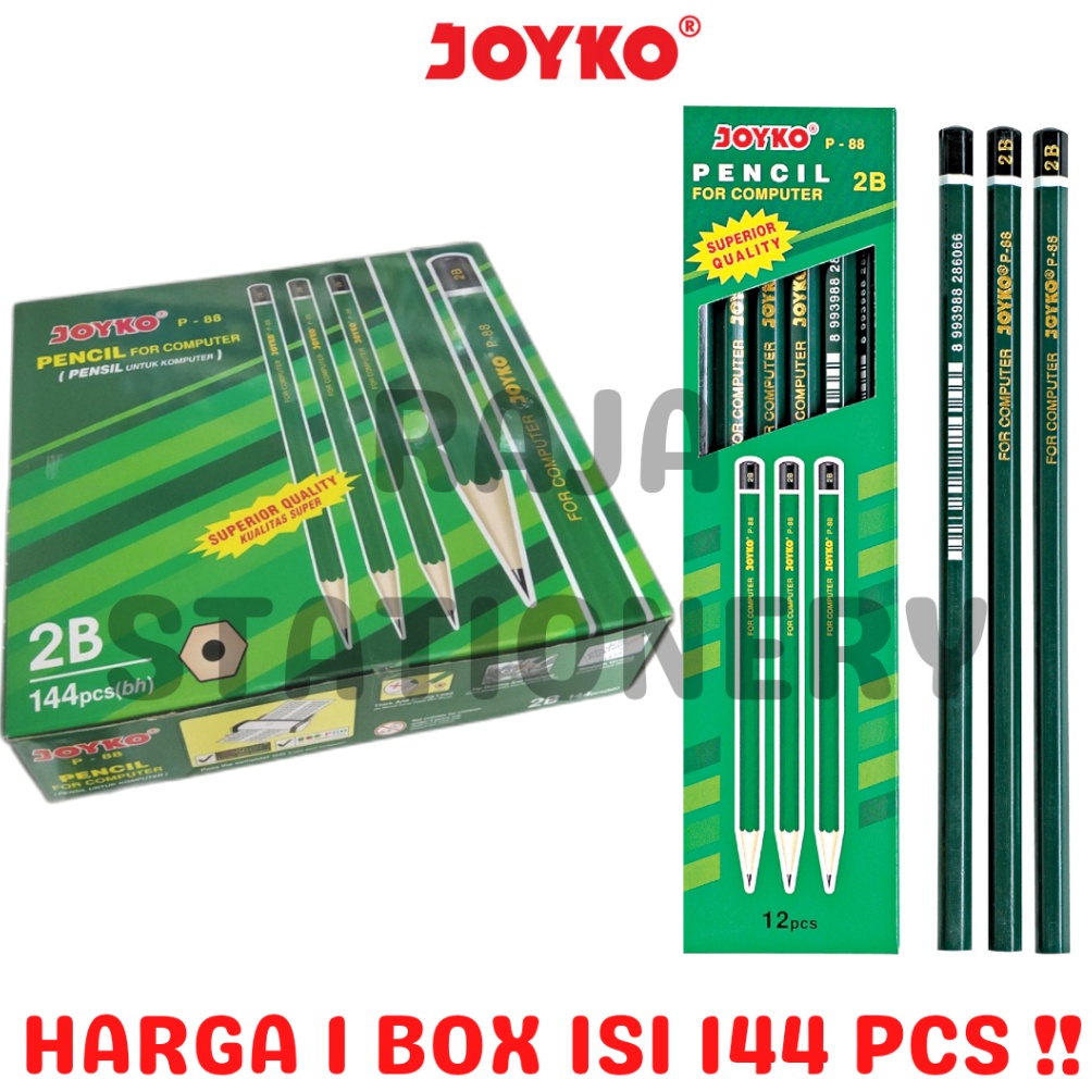 

KODE D76P Pensil Kayu JOYKO P88 Pencil 2B Komputer Ujian Grosir P88 Gross Box 144Pcs