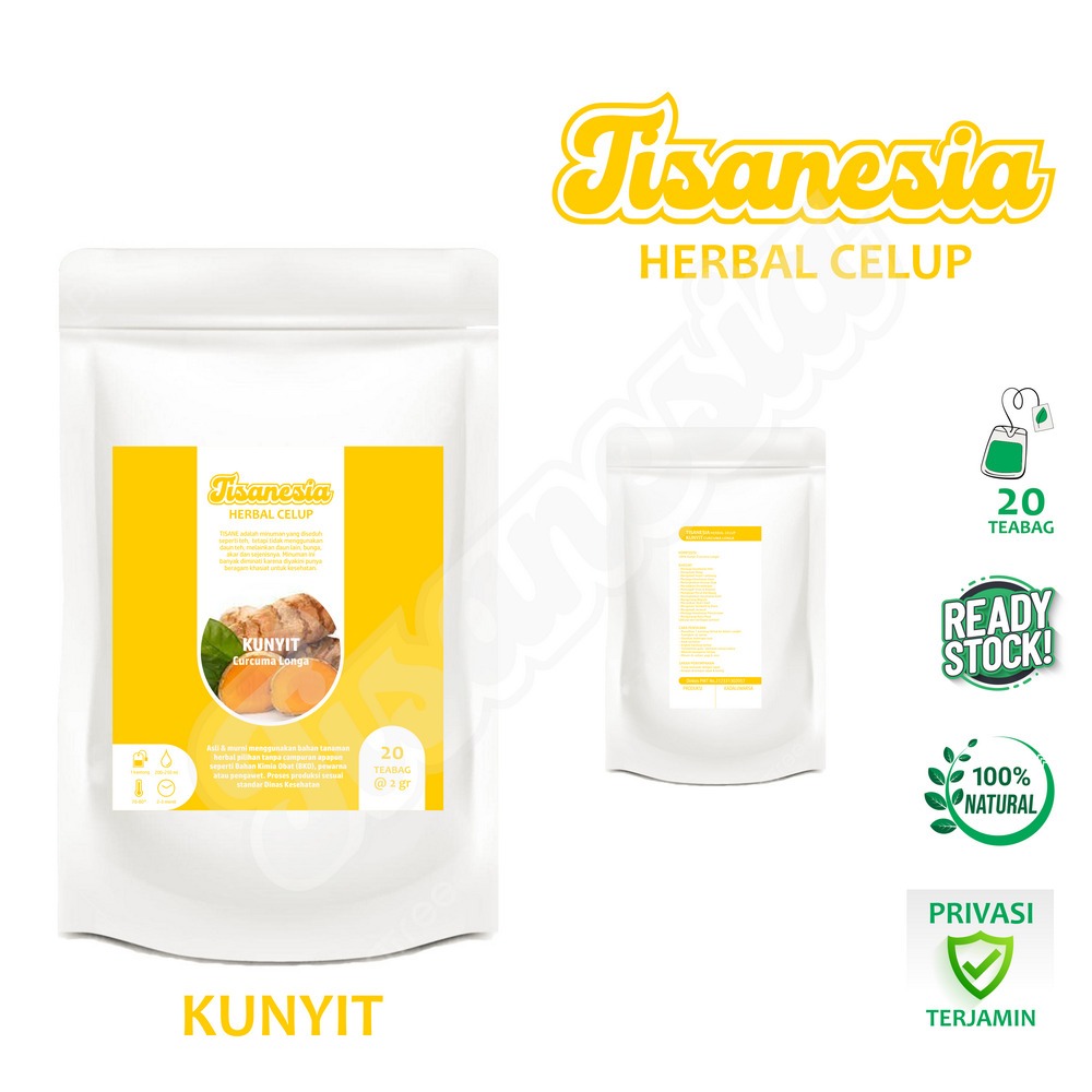 

KUNYIT TISANESIA Herbal Celup 20 Teabag Mengobati Maag Asam Lambung Perut Kembung Migrain Depresi