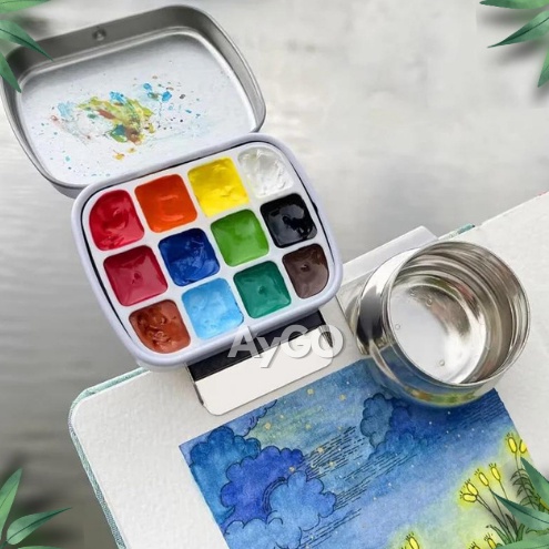 

MINI METAL PALETTE PAINTING PALET LUKIS PORTABLE TRAVEL PALETTE PAINTING KODE S1I3