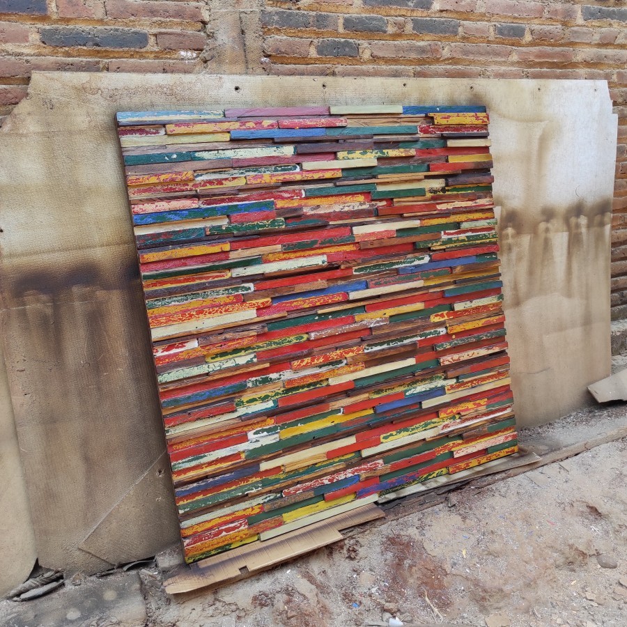 Hiasan Dinding Mozaik Kayu Jati Model Vintage Jumbo