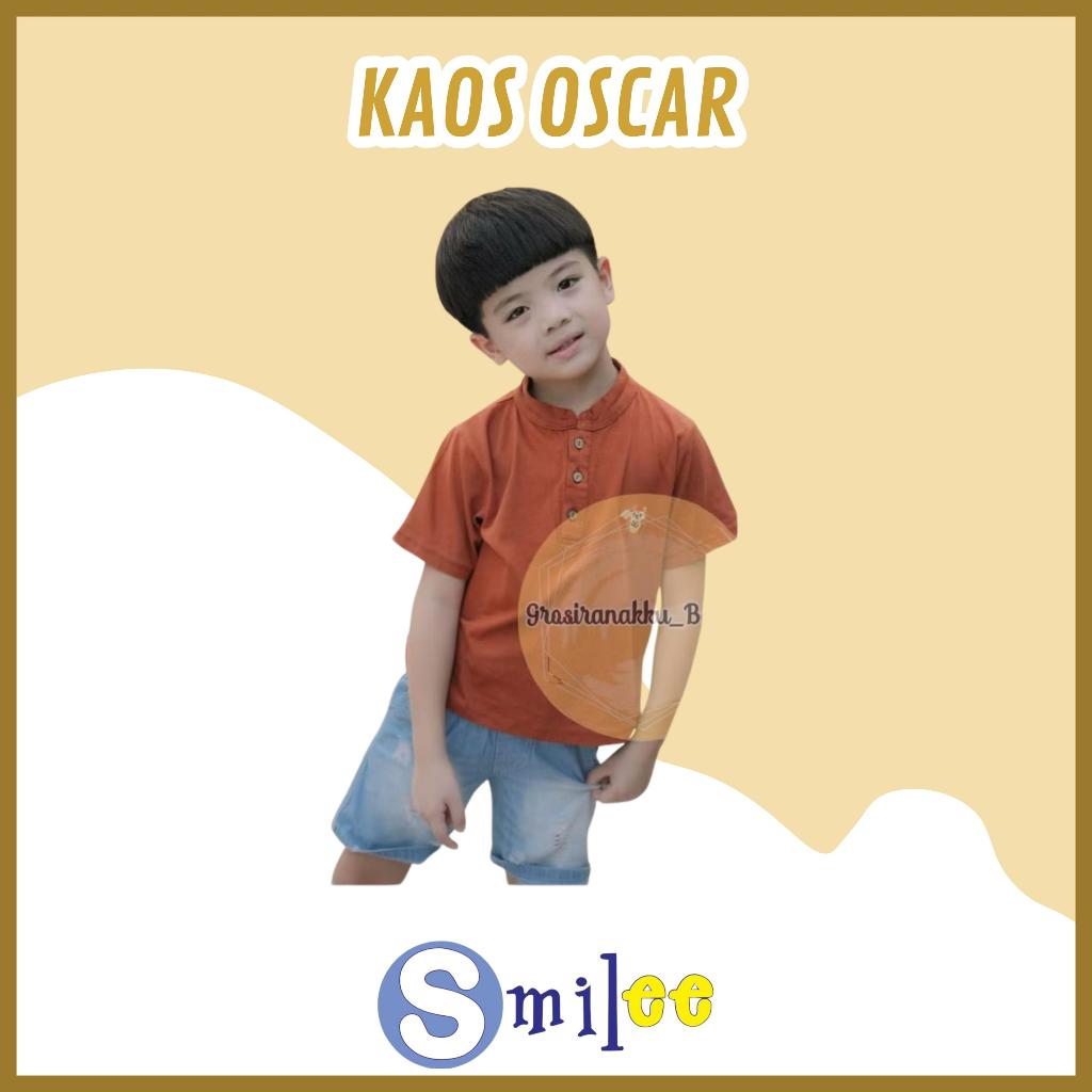 Kaos Anak Cowok Oscar Smilee  Warna Coklat Tua Size 1-5 Tahun