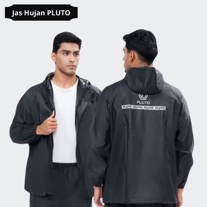 Jas Hujan Anti Rembes Setelan Pria Wanita Bahan PVC Tebal Elastis Original By PLUTO / Jas Hujan