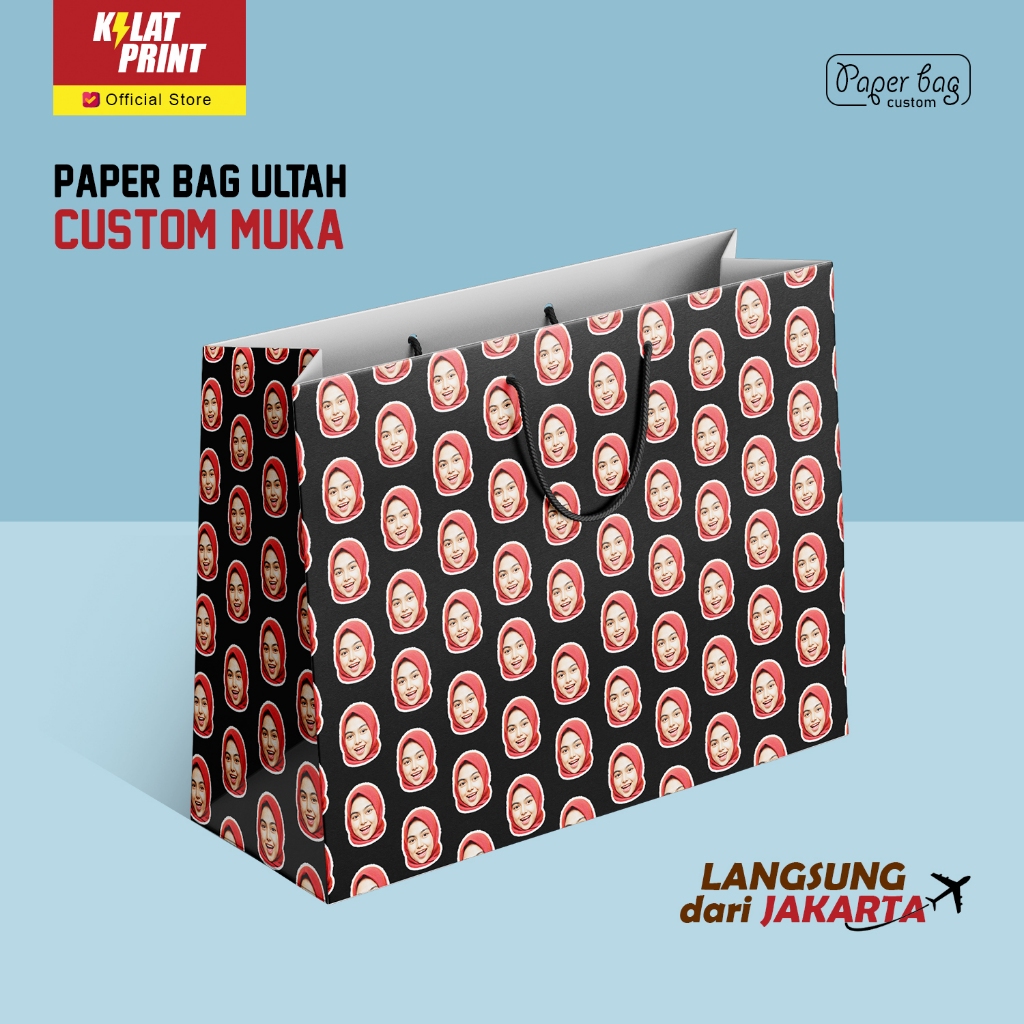 

Custom Paper Bag Kado Muka Foto Wajah Sendiri Paperbag Ulang Tahun