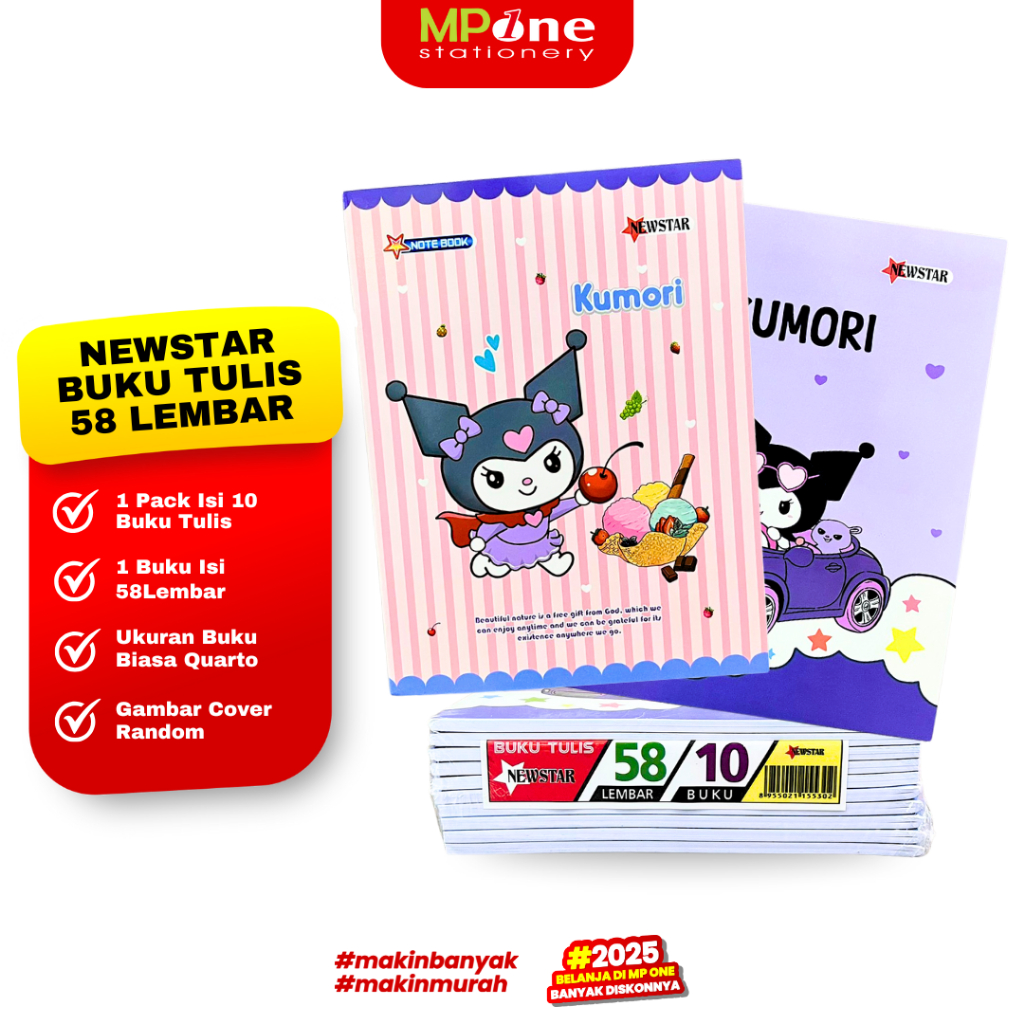 

(1 PACK) Newstar Buku Tulis Sekolah Quarto 58 Lembar/ Buku Tulis Isi @10PCS Cover Lucu Random NEWSTAR