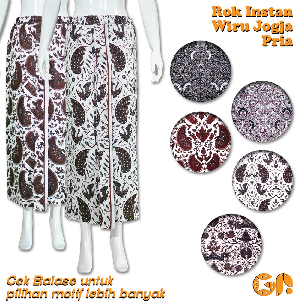 KODE N42H Rok Jarik Wiru Jogja Pria Dewasa Rok Instan Pakaian Adat Jawa Batik Motif Kembang