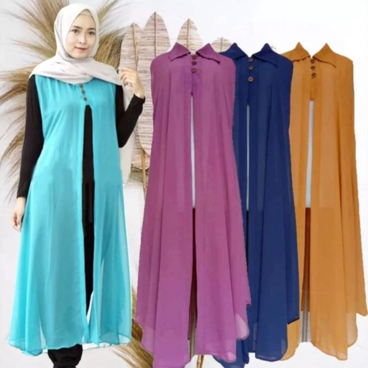 KODE M35Y Long Outer Cardigan Kardigan Gardigan Wanita Panjang Fashion Muslim Kekinian Terbaru Tanpa