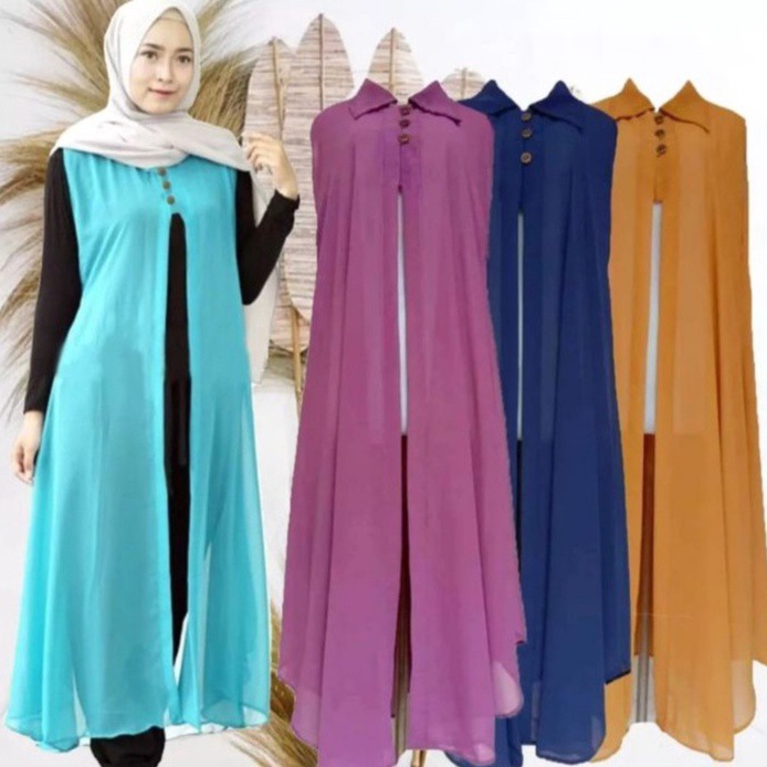 KODE N2N Long Outer Cardigan Kardigan Gardigan Wanita Panjang Fashion Muslim Kekinian Terbaru Tanpa 