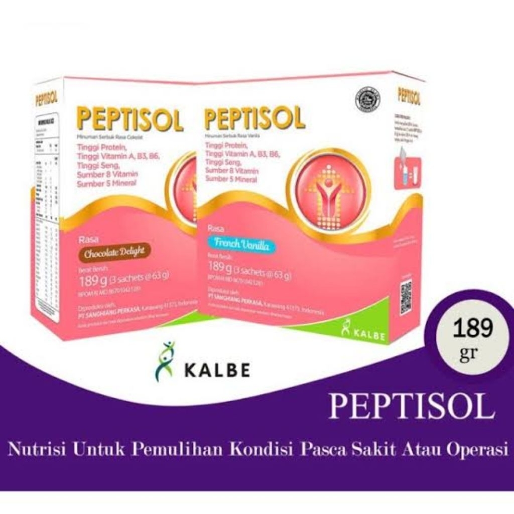 

Susu Peptisol ( Susu untuk Proses Pemulihan dari Sakit dengan Protein Tinggi ) dengan Rasa Vanila / Cokelat