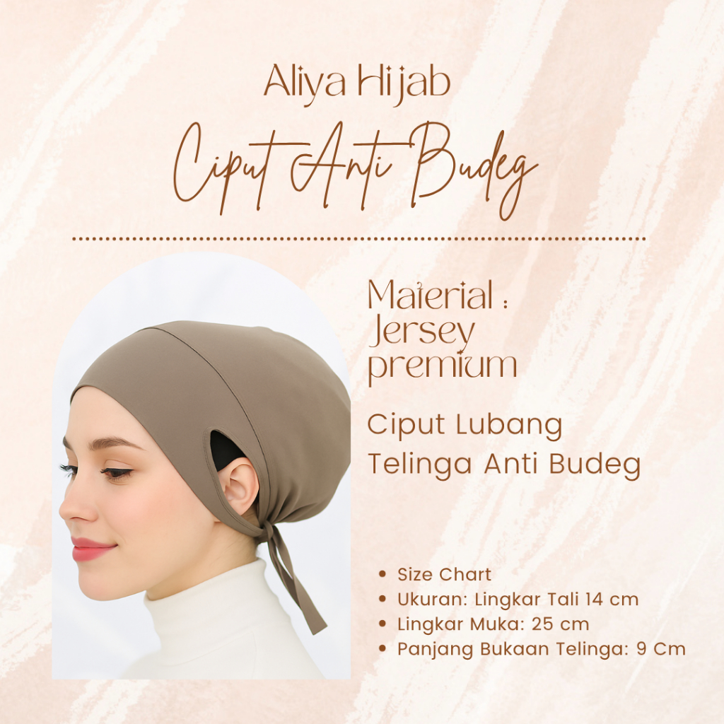 Ciput Anti Budeg Lubang Telinga Ciput Tali Karet Jersey Daleman Hijab By Aliya HIjab