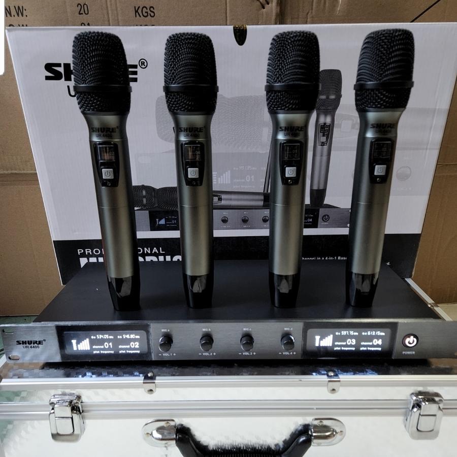 MIC WIRELESS SH UR4400 4HH/ UR 4400 4HH isi 4 Buah MICROPHONE PEGANG HAND HELD - FREE KOPER