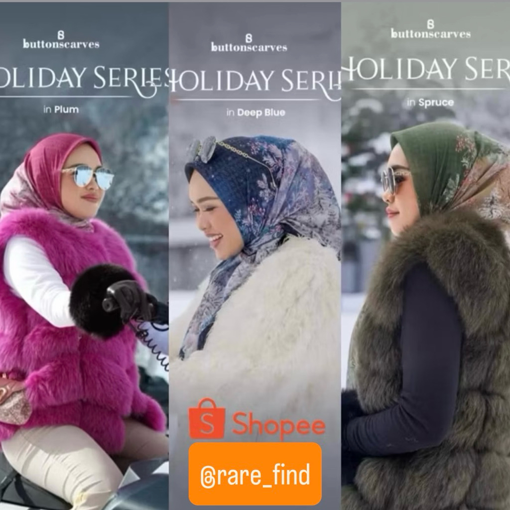 [NEW] Original Buttonscarves Holiday 2 Aurora Series Square Voal Plum Spurce Deep Blue Teaberry Blac