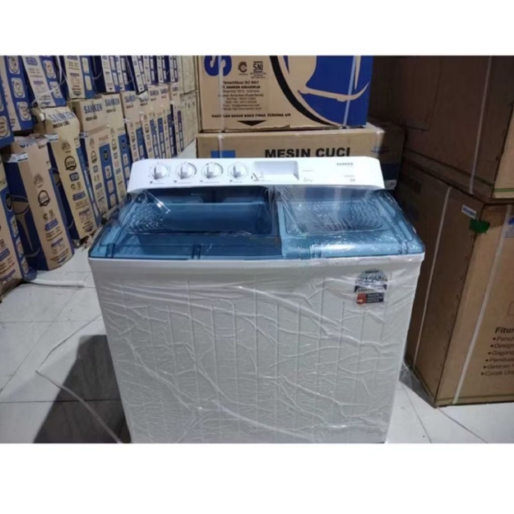 mesin cuci 2 tabung 14kg low watt sanken tw 1577 garansi resmi promo