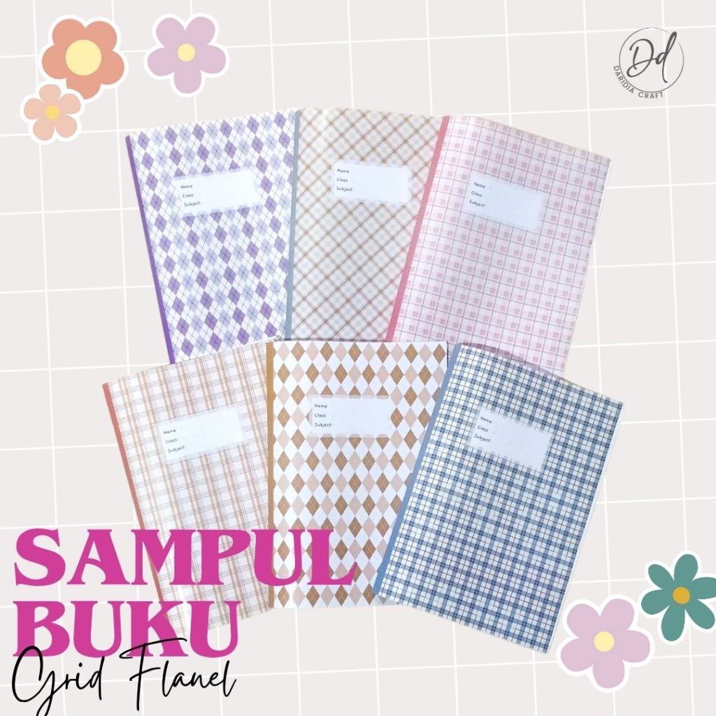 

SAMPUL BUKU AESTHETIC TERMURAH ISI 6 PCS / BOOK COVER KOREAN GRID FLANEL 2.0