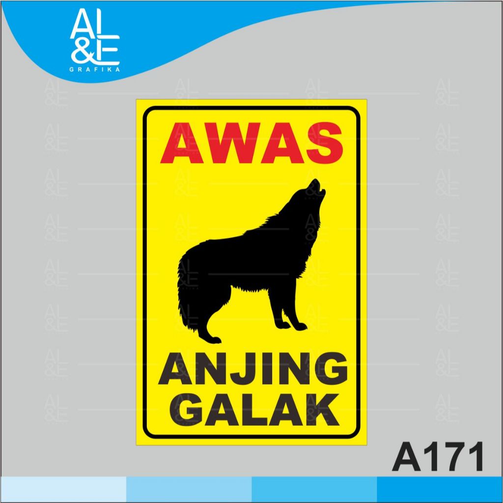 

A171 - Acrylic Sign, Stiker Akrilik Awas Anjing Galak, Tahan Air, Premium dan Murah