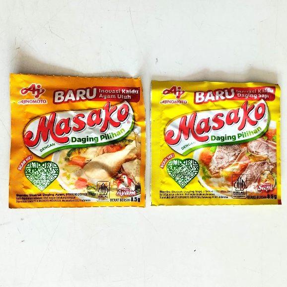 

Bumbu Kaldu Masako Berat 8.5 g Ajinomoto Bumbu Rasa Ayam dan Sapi