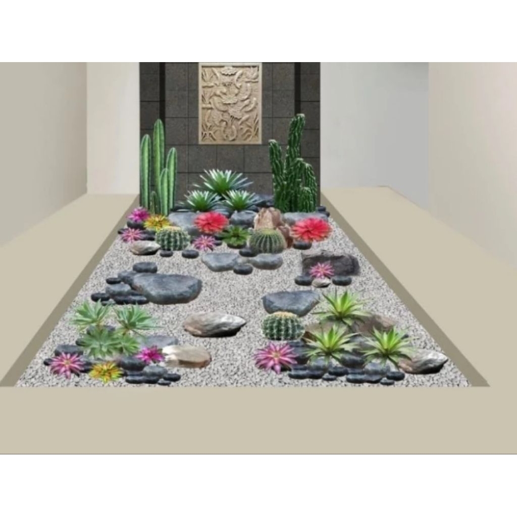 pembuatan taman kering indoor batu