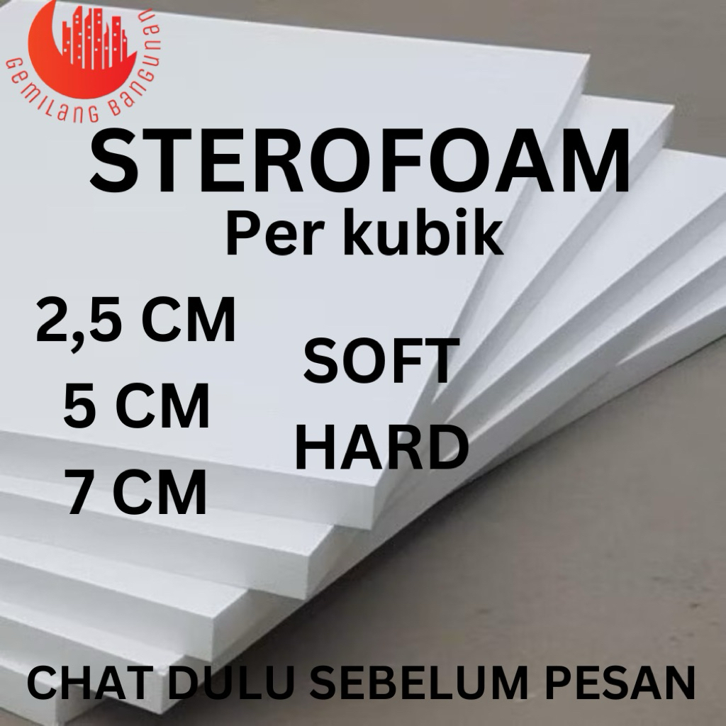 STYROFOAM LEMBARAN 1x2 / STEROFOAM / STEROFOM LEMBUT / GABUS DEKORASI / ANTI PANAS