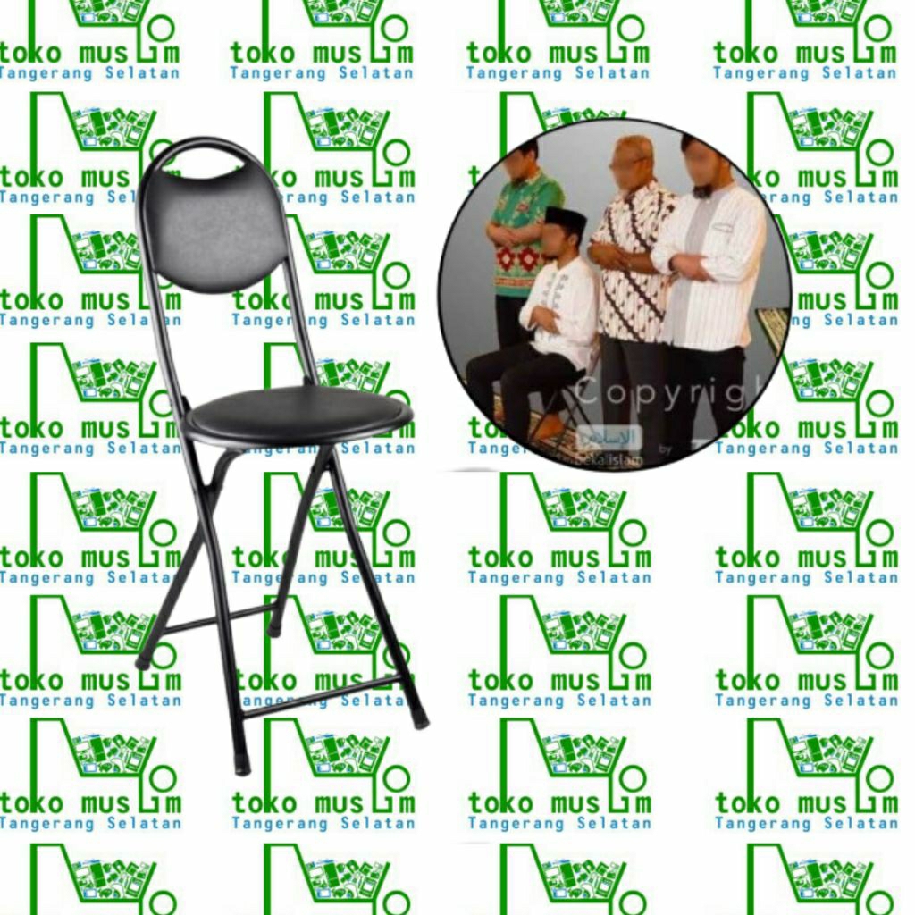 Kursi Lipat Sholat / Tempat Duduk Bangku Masjid - Hitam Pipa Besi Stainless
