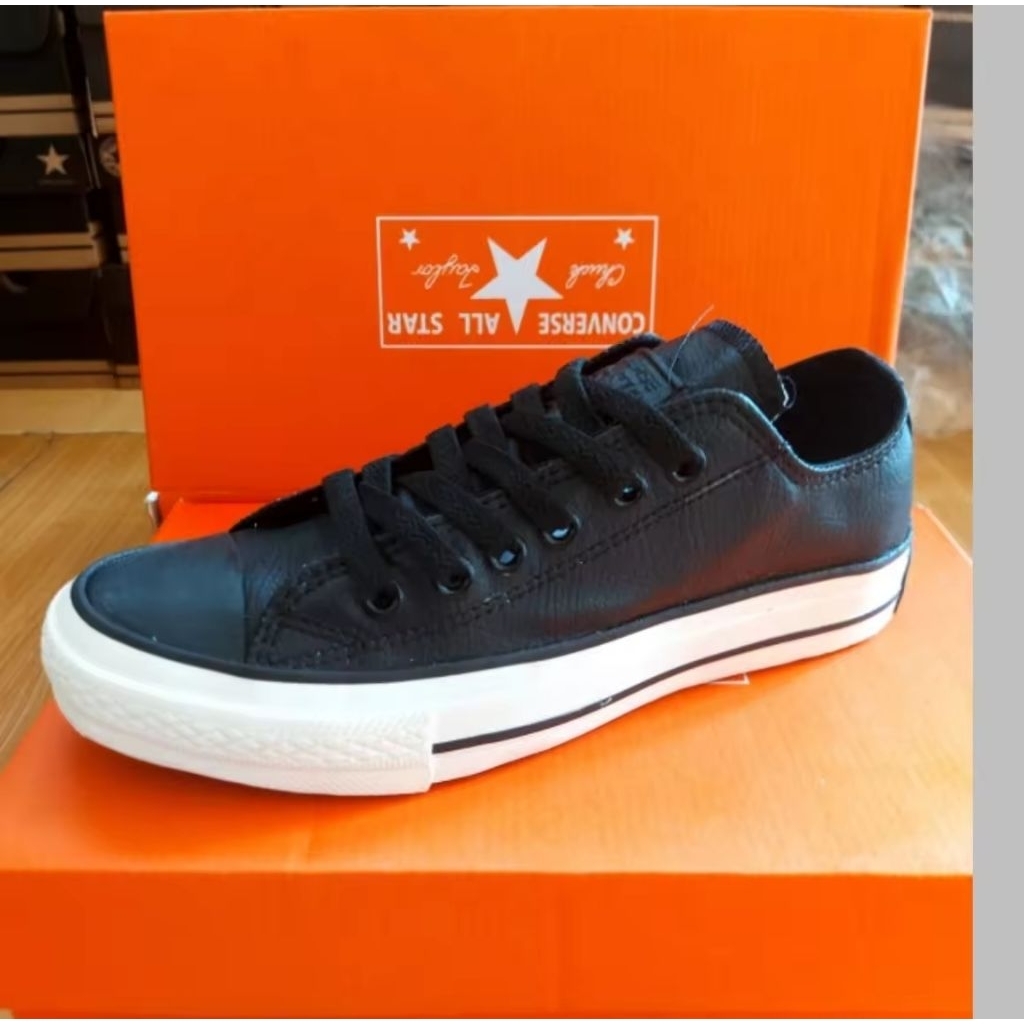 Sepatu converse kulit asli hitam