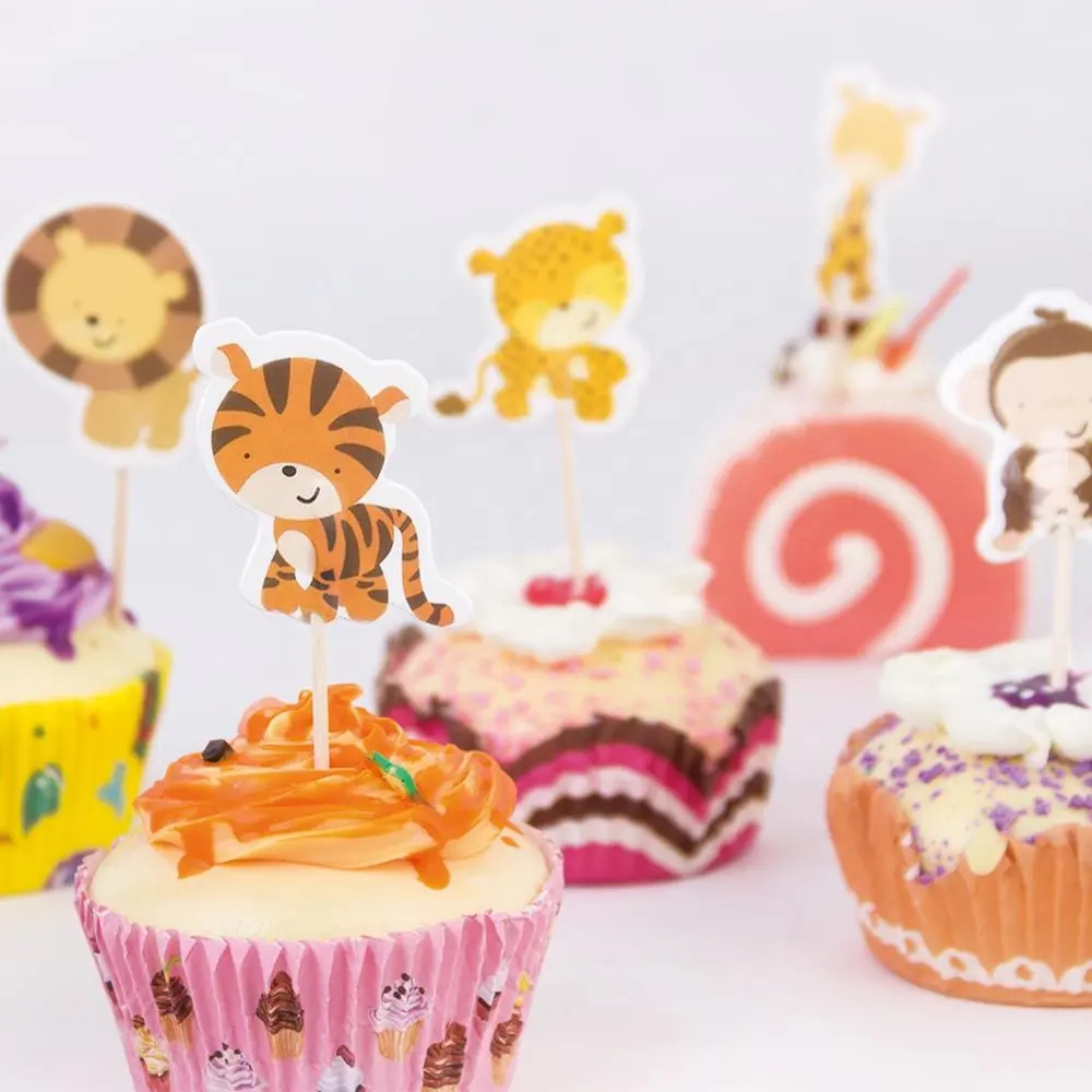 Topper Kue 8 pcs Hewan Binatang Gajah Harimau Monyet Zebra Singa Hutan / Cake Topper Decoration Cake