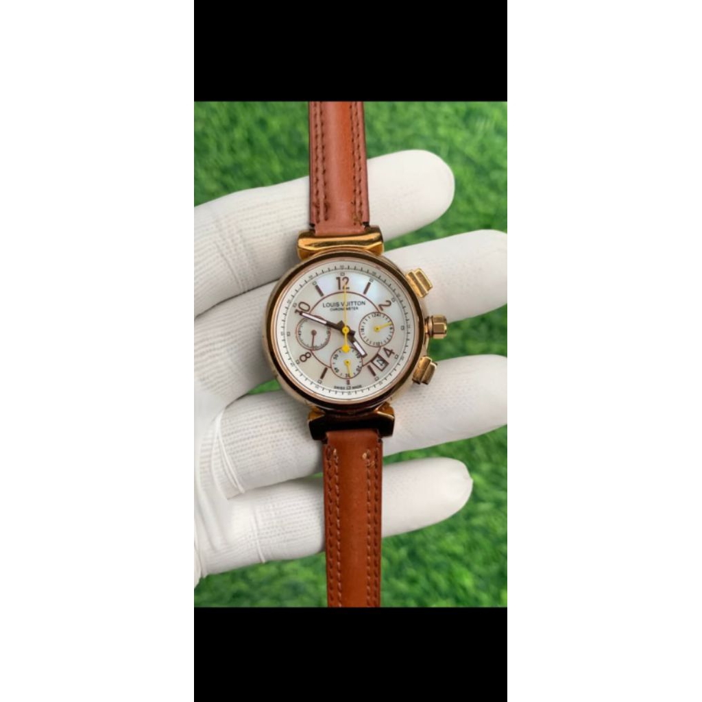 Jam tangan LV cronograf rose gold dial kerang antik clasic mewah